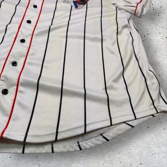 Marvel Deadpool Unicorn Baseball Jersey XL Pinstripe Red Trim Button-Up C-Life - Picture 6 of 10